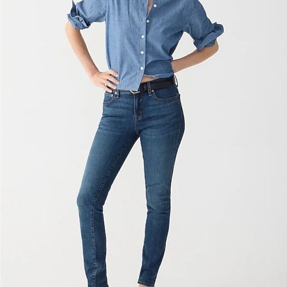 J Crew Toothpick 8” Denim Jeans Stretch Size 27 Medium‎ Rinse - Picture 1 of 8